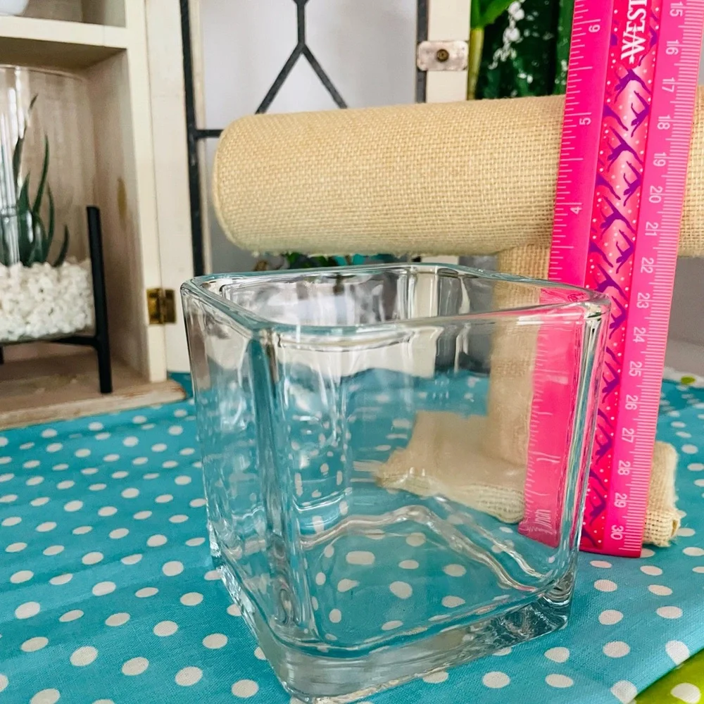 Clear Glass Square Vase